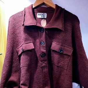 French Terry Henley-Style Oversized top